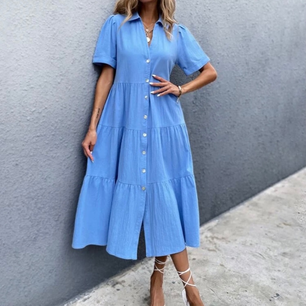 Shirt dress in blue color